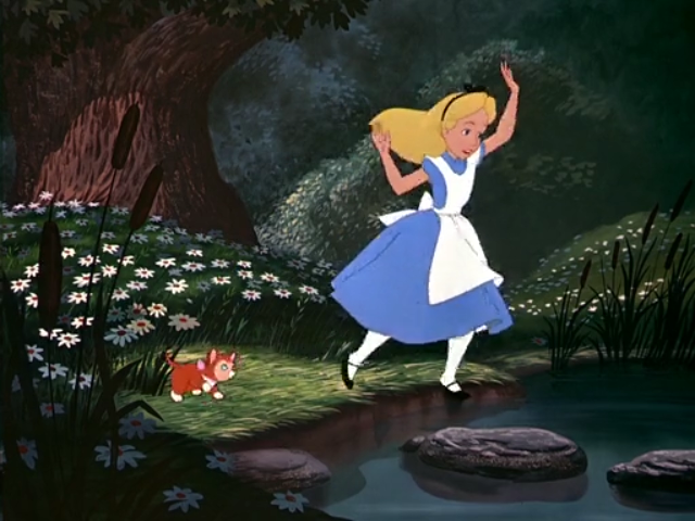 不思議の国のアリス4「急いで走っていくウサギをアリスが追いかける 
