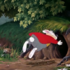 アニメで英語「ウサギが穴の中に飛び込む」