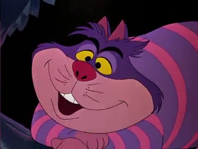 不思議の国のアリス43 チャシャ猫がこの世界の人はたいてい狂っていると言ってアリスを怖がらせる はじはじ英語研究