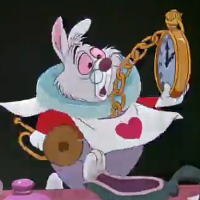 アニメで英語「時計を持ったミスターラビット」