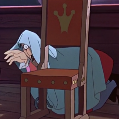 アニメで英語「椅子の後ろに隠れるフック船長」