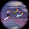 アニメで英語「ピーターパンと子供たちが飛んでいるのを発見」