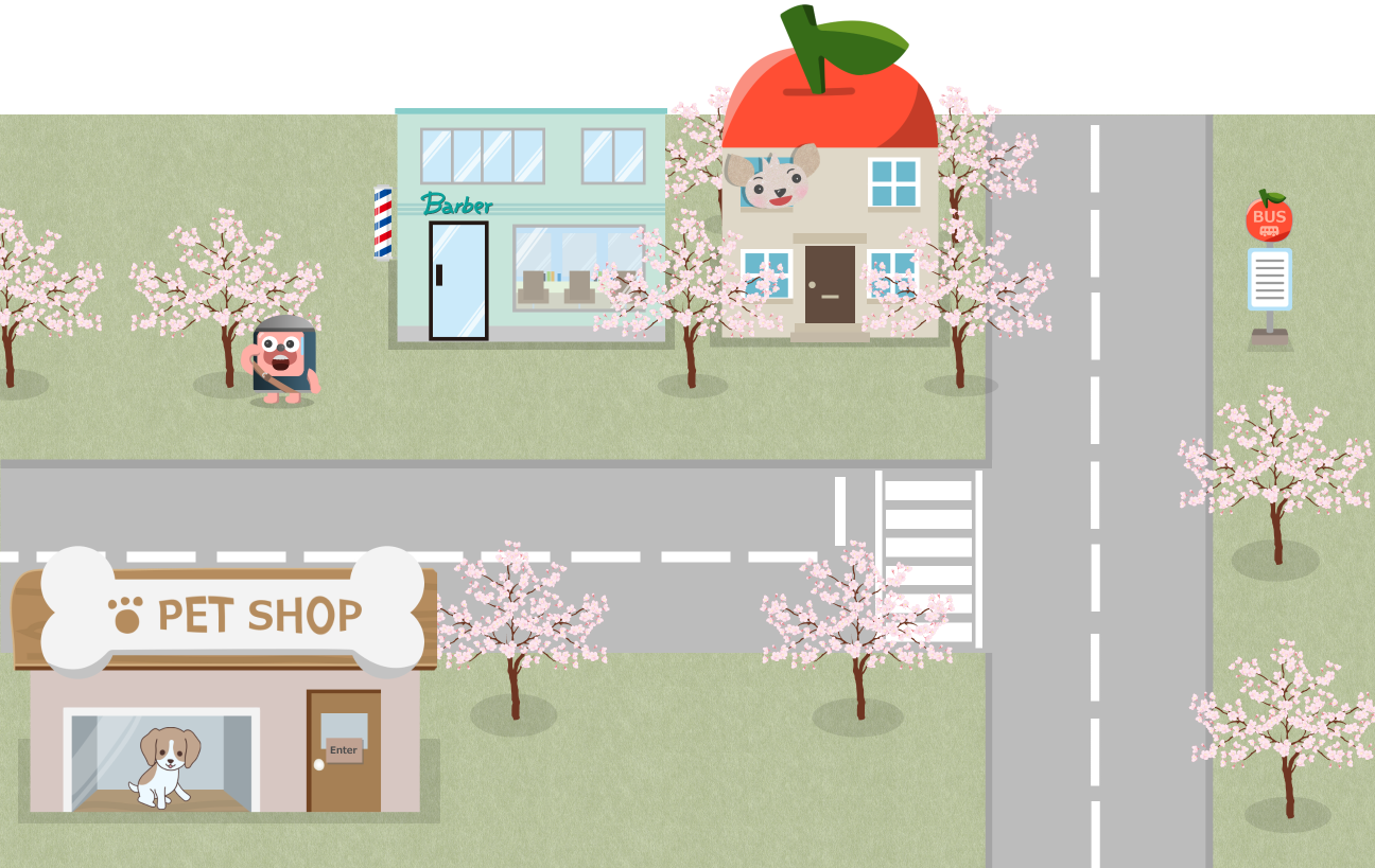 街の周りに桜の木を植えた